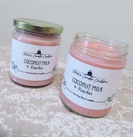 Coconut Milk and Peaches - 9oz 100% Soy Wax Candle