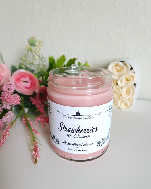 Strawberries & Crème - 9oz 100% Soy Wax Candle